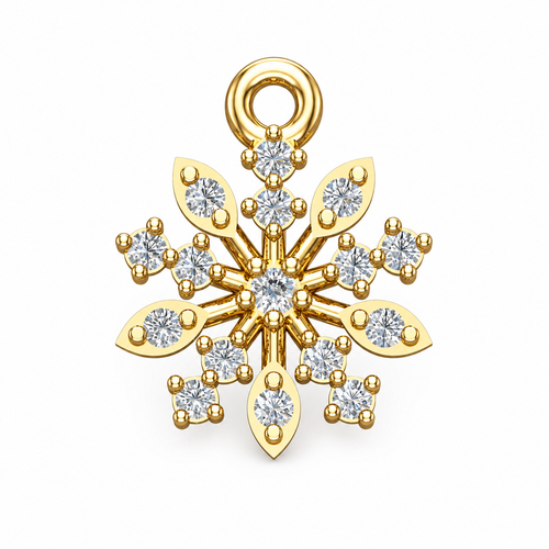 Celestial Bloom Snowflake Diamond Pendant - Angle 1