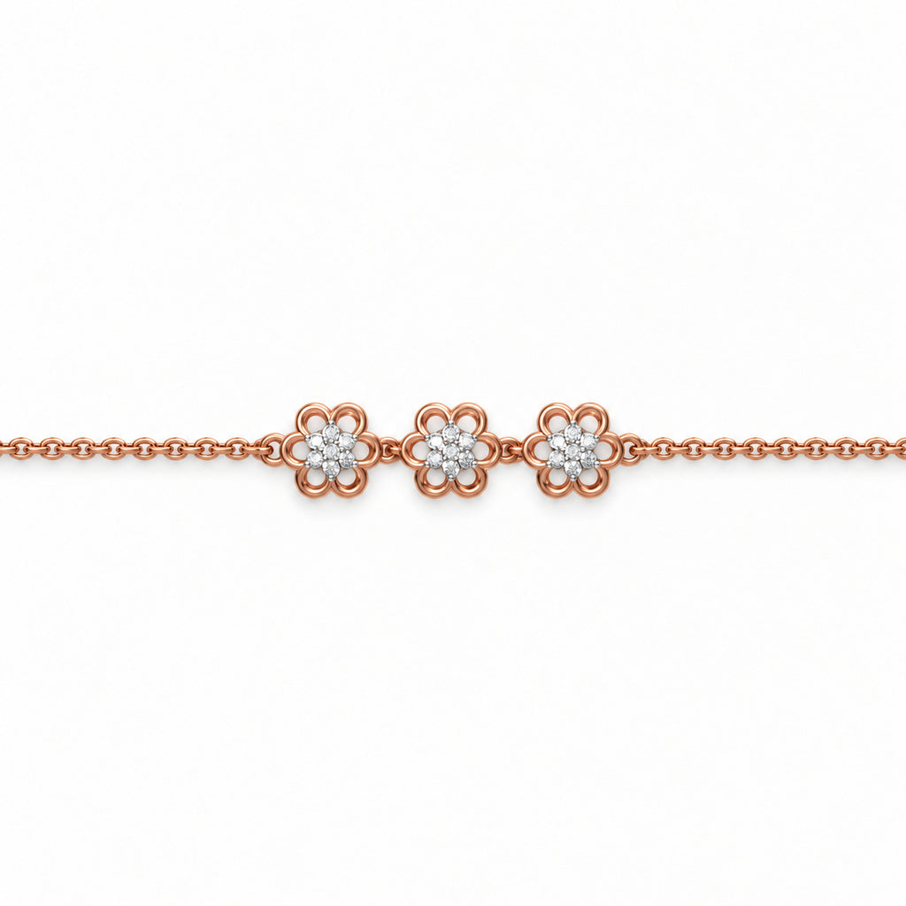 Seven Floral Diamond Link Bracelet - product view