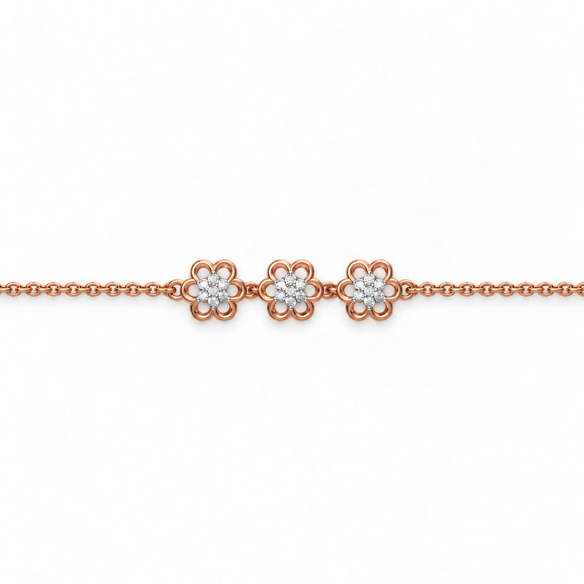 Seven Floral Diamond Link Bracelet - product view