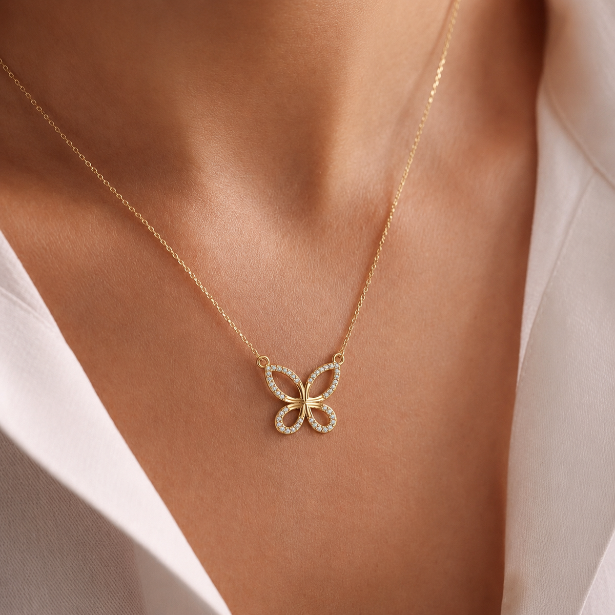 Mariposa Openwork Diamond Butterfly Pendant - Angle 2