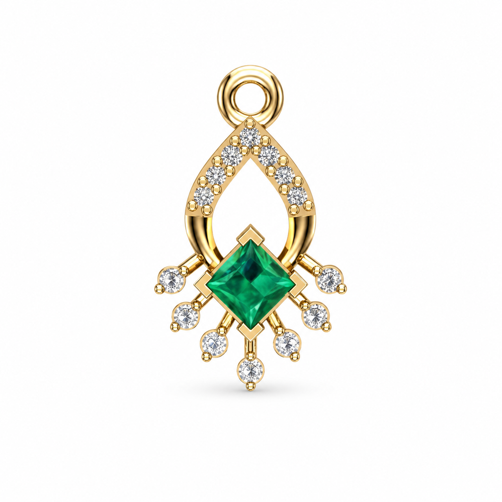 Verdant Teardrop Halo Diamond Pendant - Angle 3
