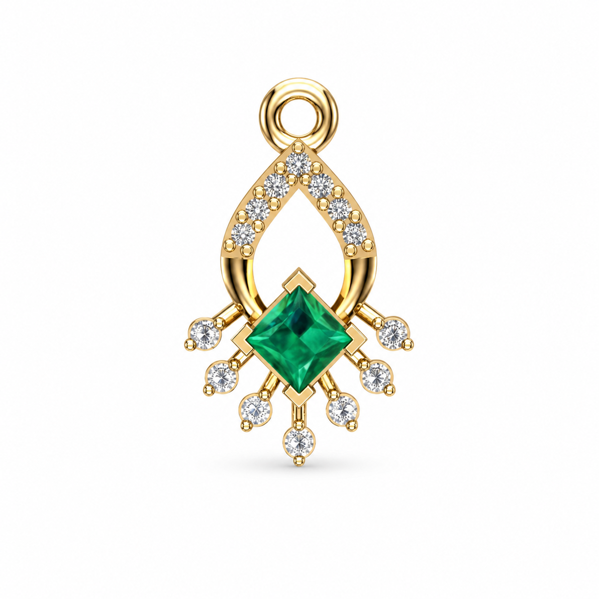 Verdant Teardrop Halo Diamond Pendant - Angle 3