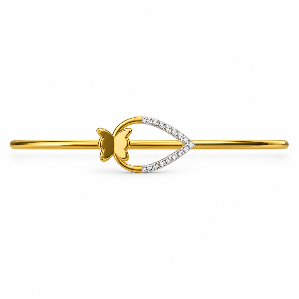 Butterfly Teardrop Diamond Gold Bangle - product view