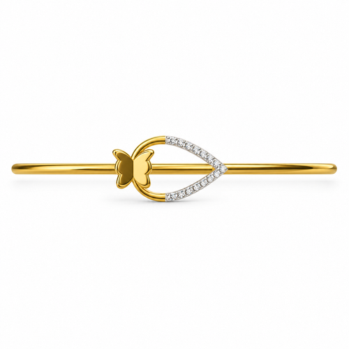 Butterfly Teardrop Diamond Gold Bangle - product view