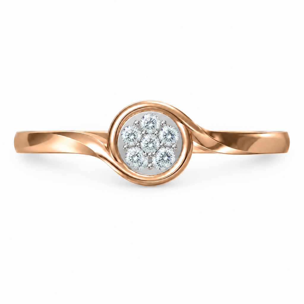 Round Cluster Twist Rose Gold Ring - product view