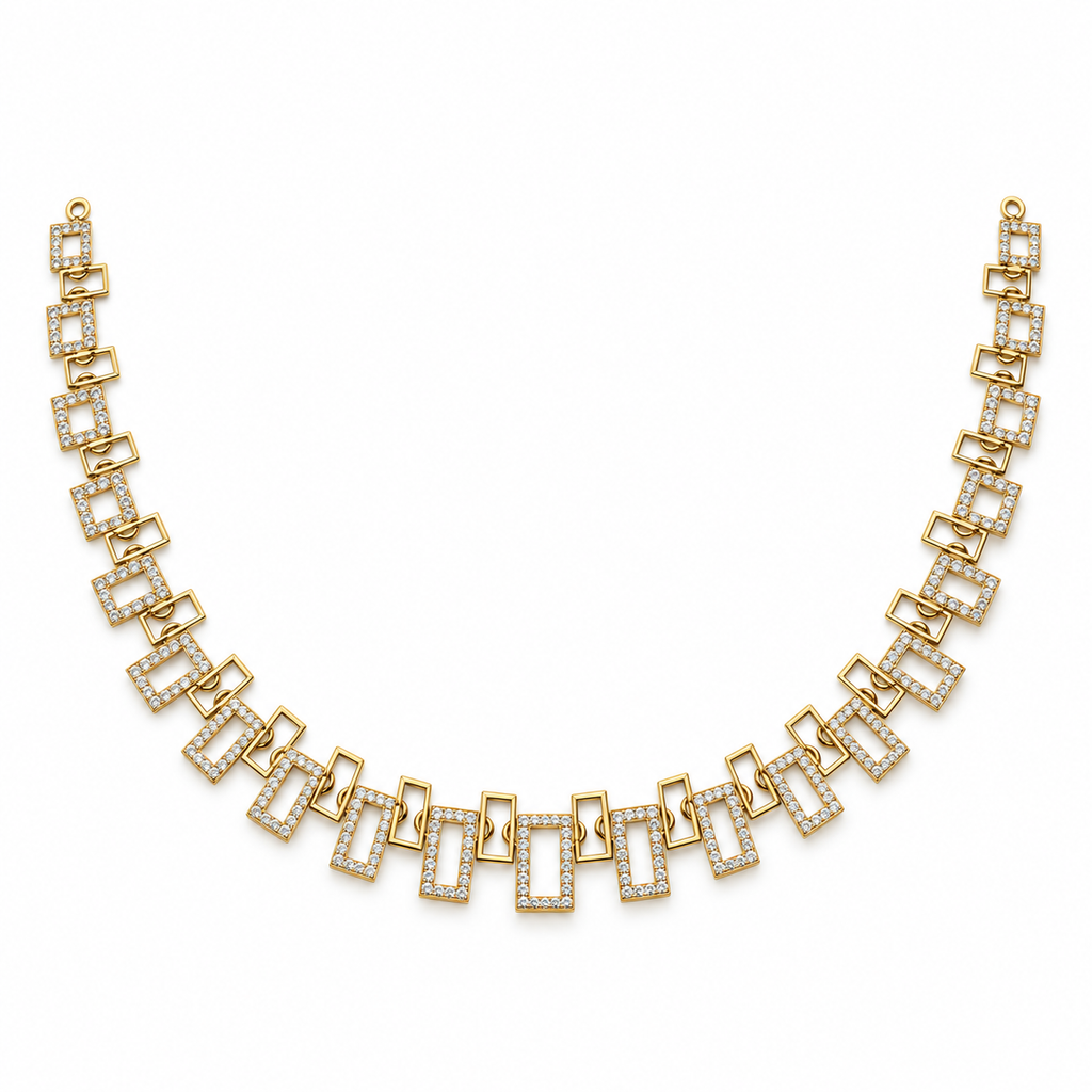 Graduated Square Link Diamond Necklace - product view