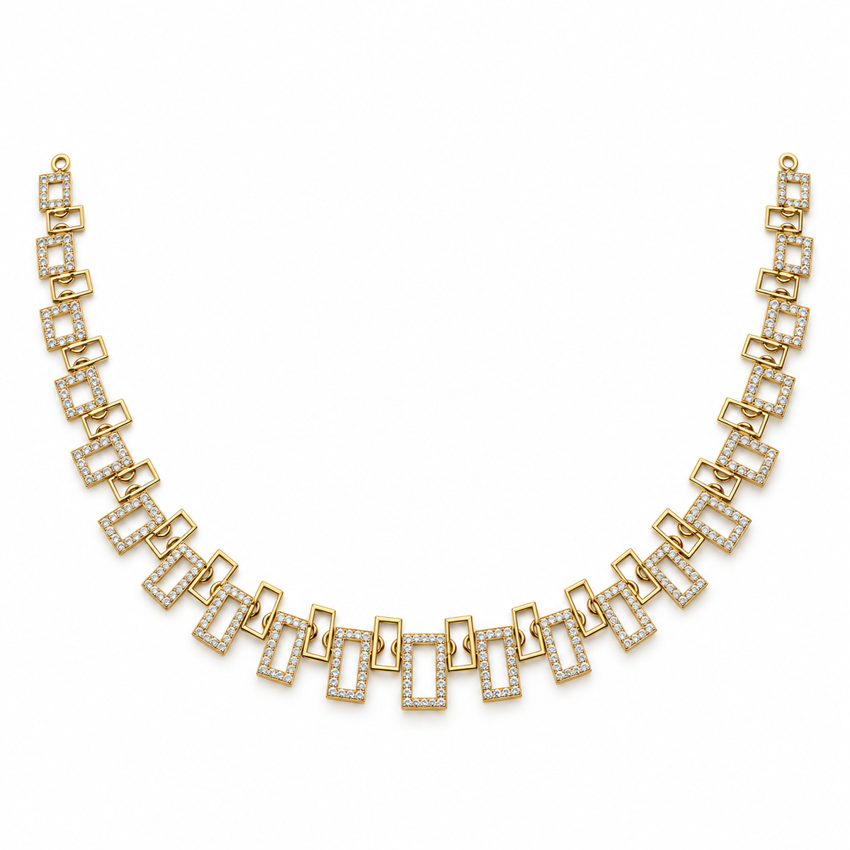Graduated Square Link Diamond Necklace - product view