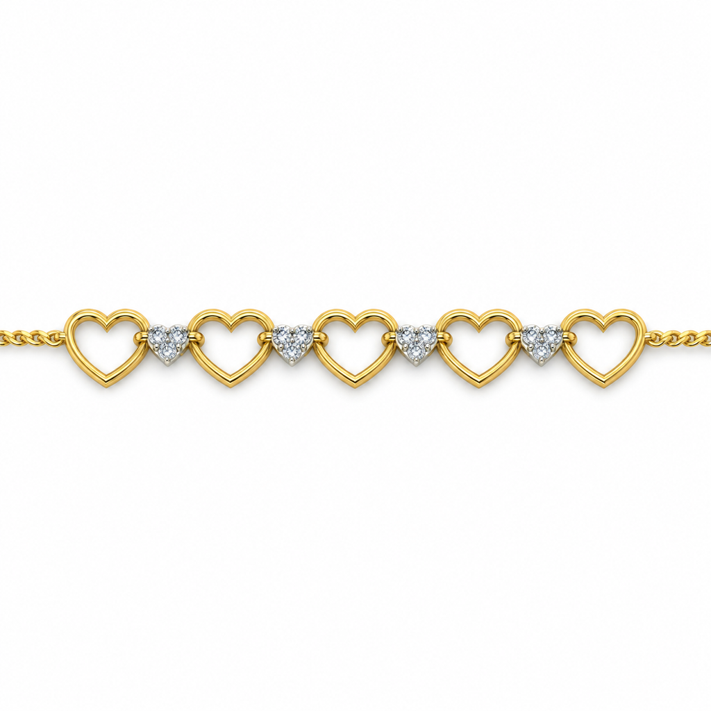 Open Heart Diamond Flower Bracelet - product view