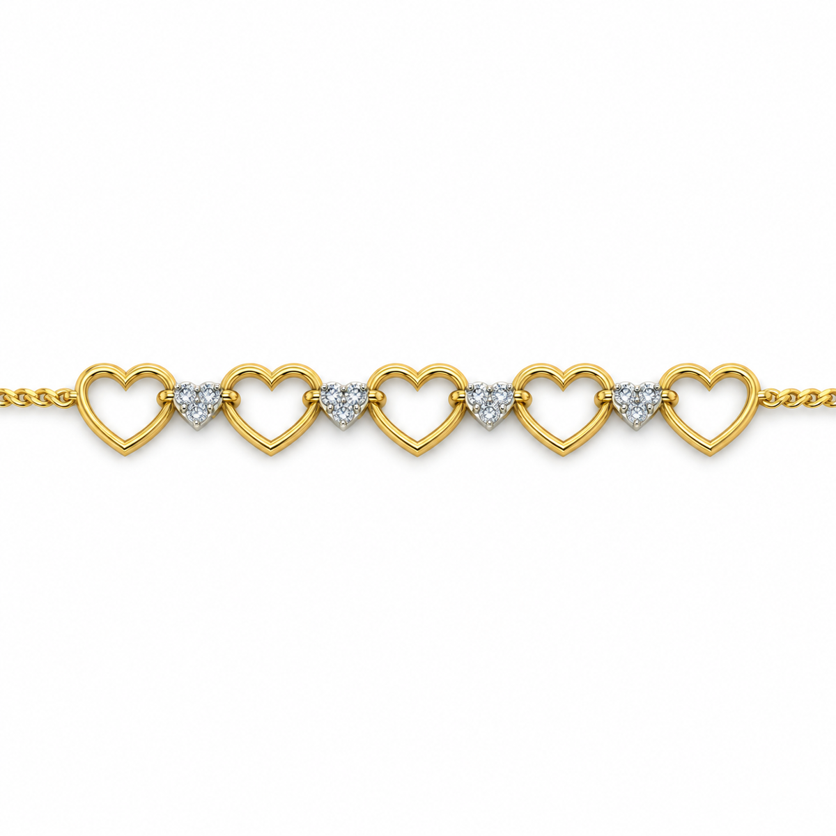 Open Heart Diamond Flower Bracelet - product view