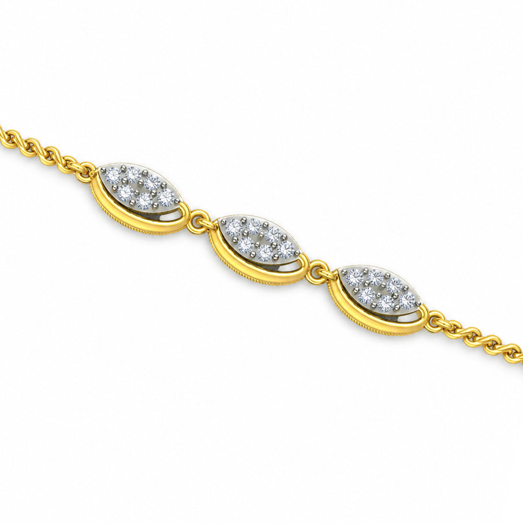 Marquise Leaf Pave Diamond Bracelet - product view