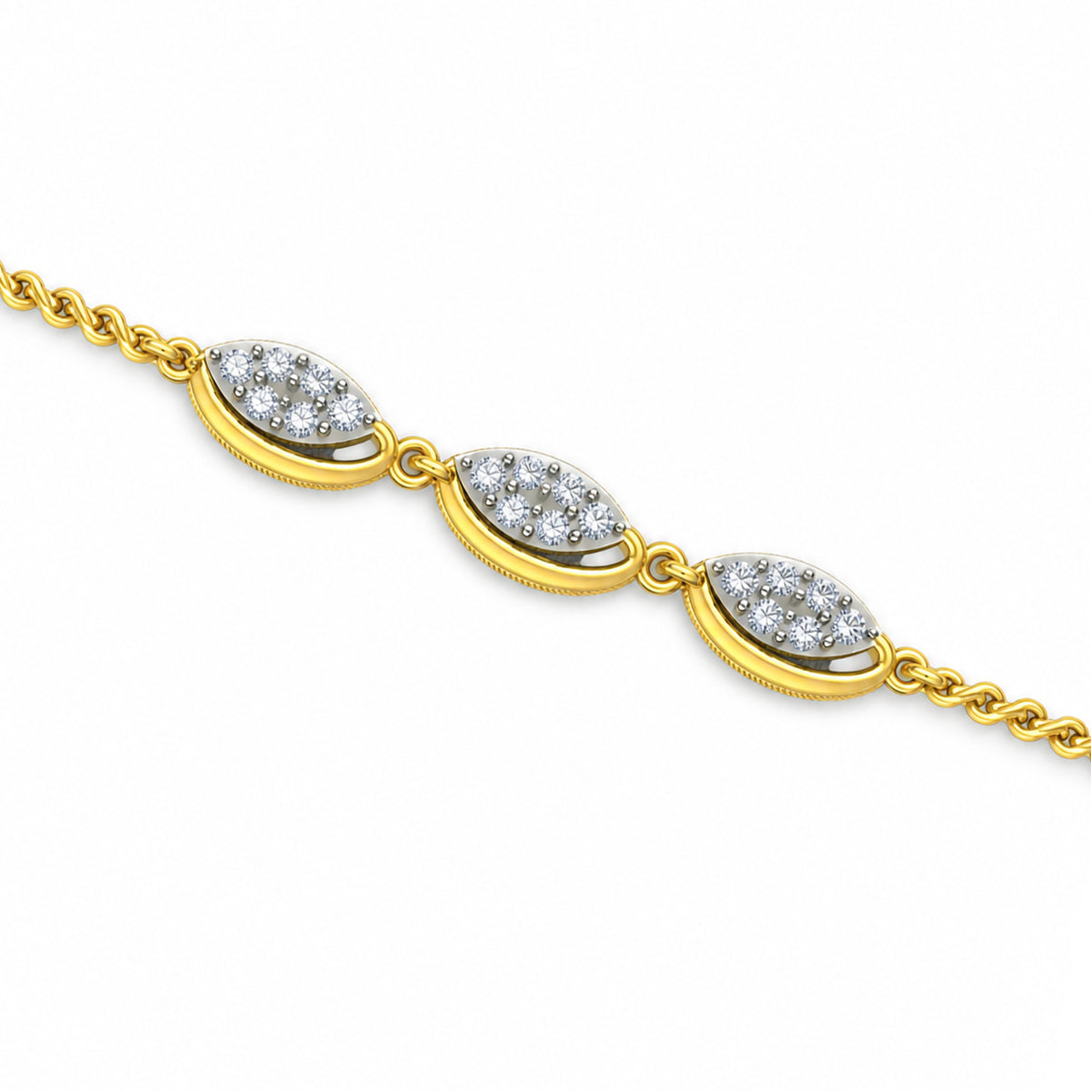 Marquise Leaf Pave Diamond Bracelet - product view