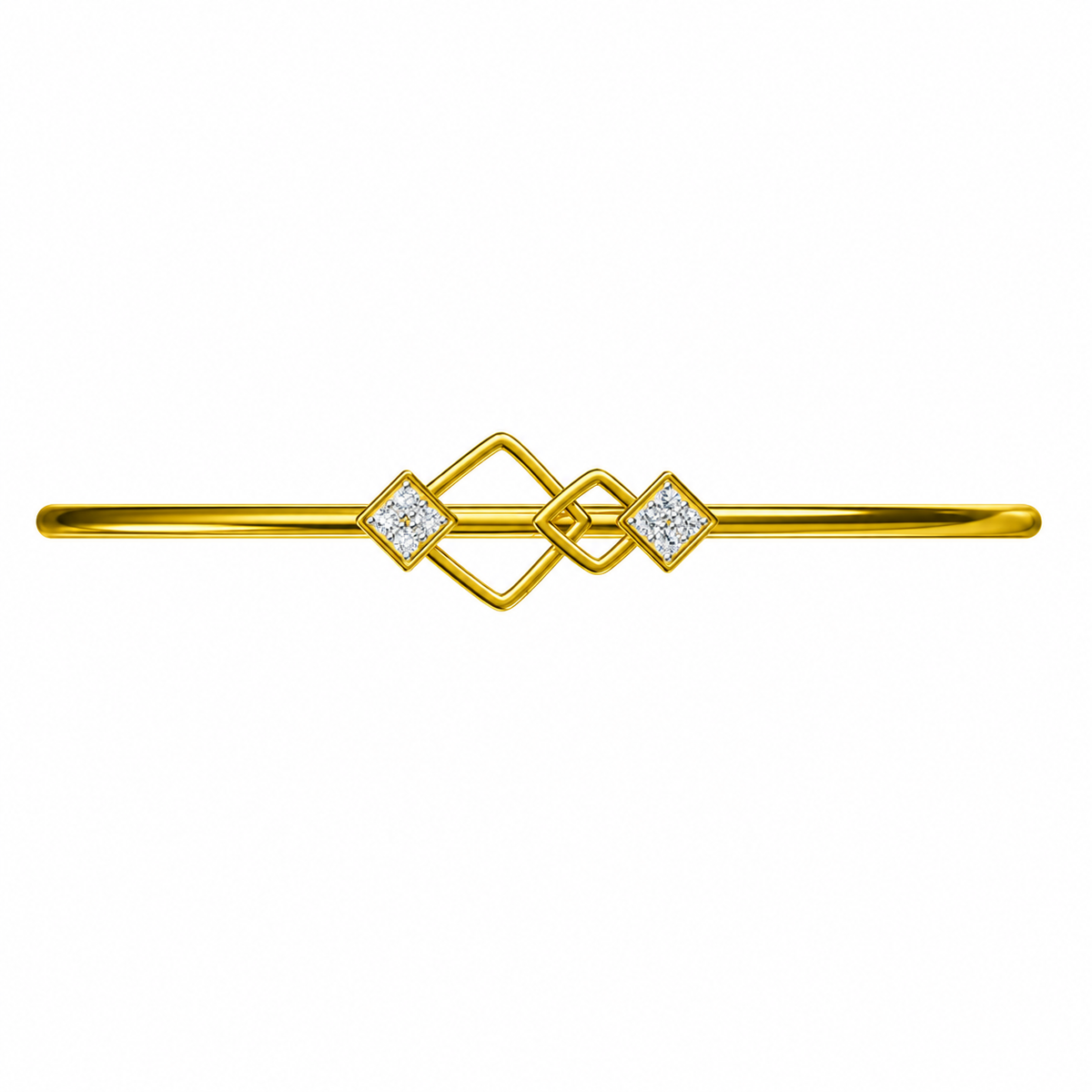 Interlocking Kite Diamond Gold Bangle - product view