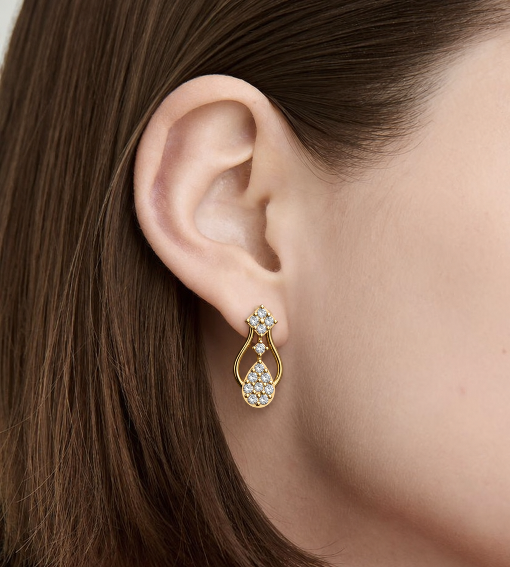 Diamond Teardrop Chandelier Drop Earrings