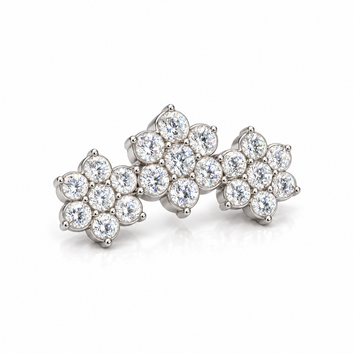 Triple Floral Cluster Diamond Pendant - product view