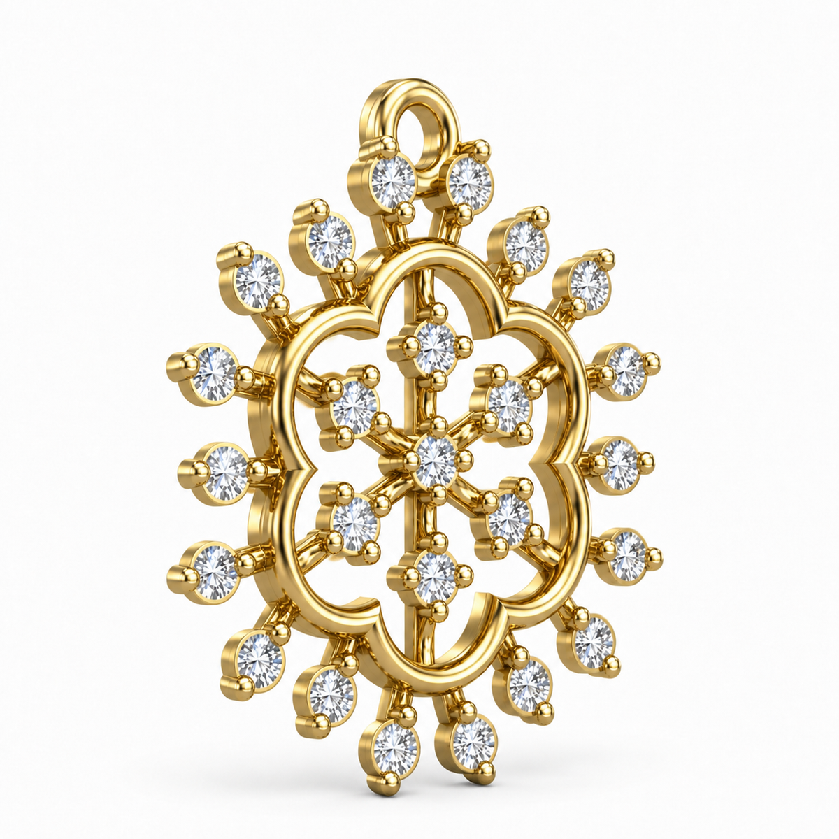 Grand Starburst Rosette Diamond Pendant