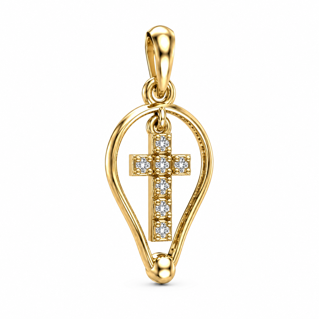 Grace Halo Diamond Cross Pendant - view 4