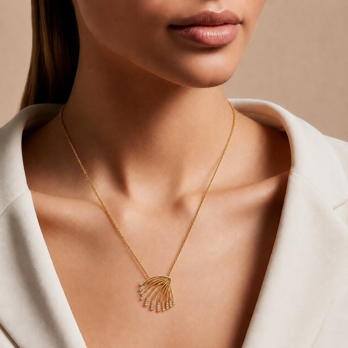 Cascading Fan Diamond Pendant - view 3