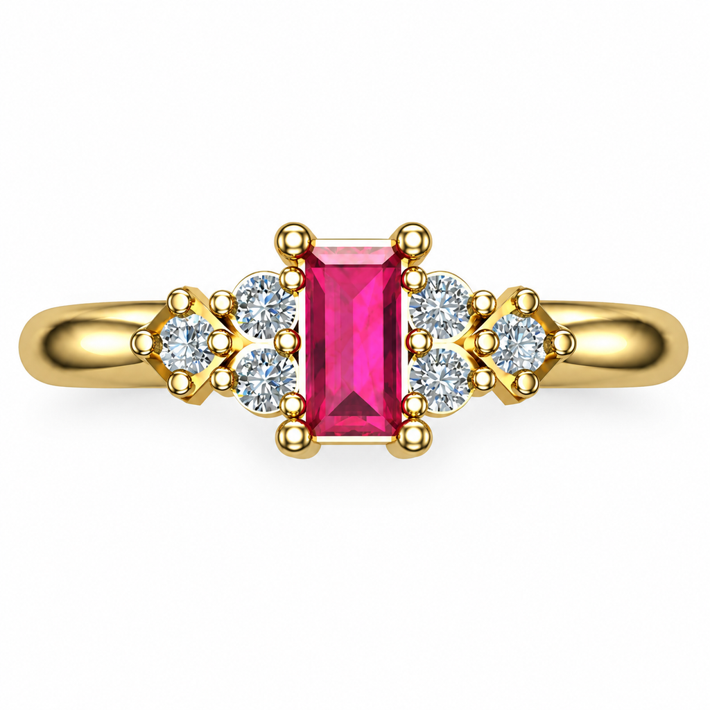 Blush Baguette Stone Ring - product view