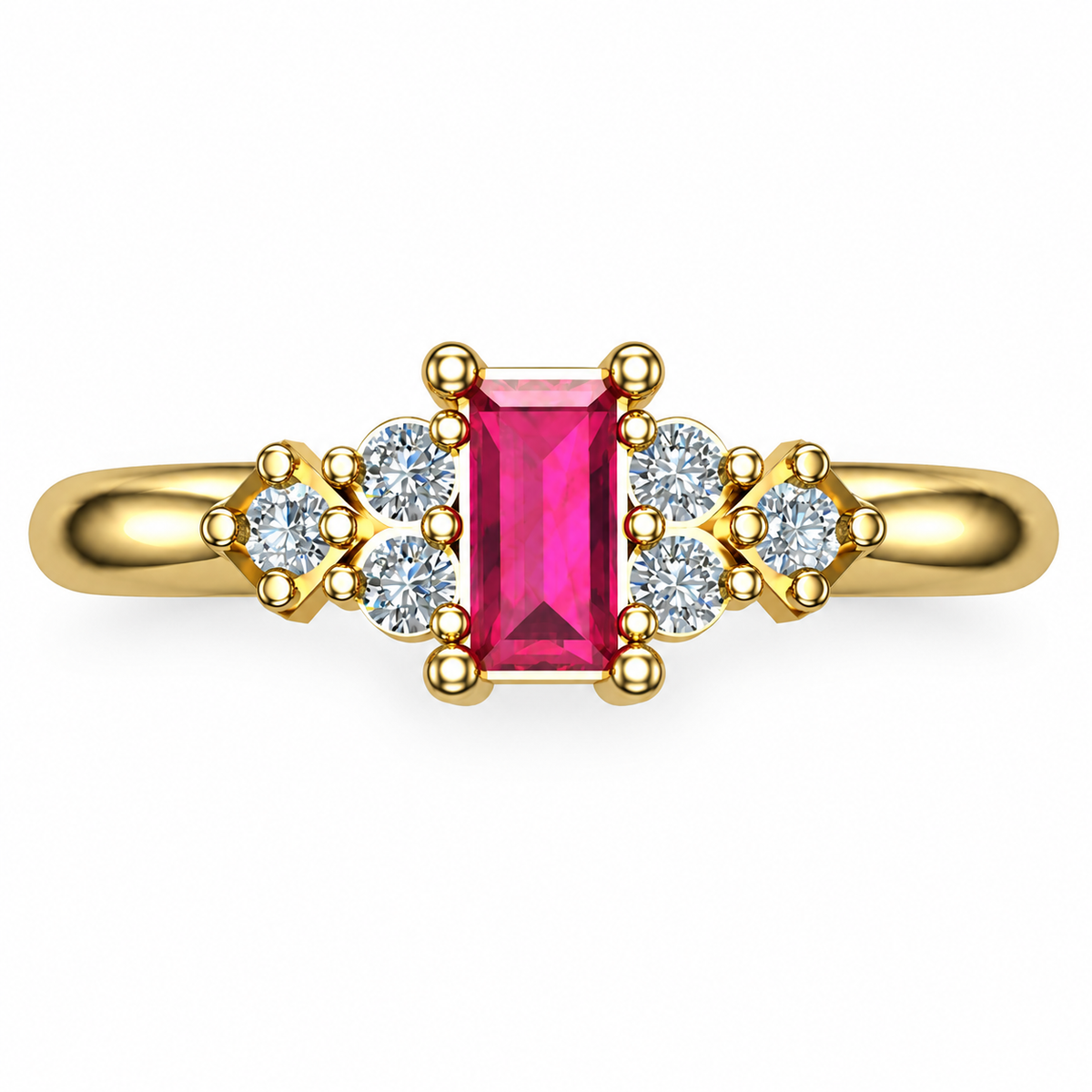 Blush Baguette Stone Ring - product view