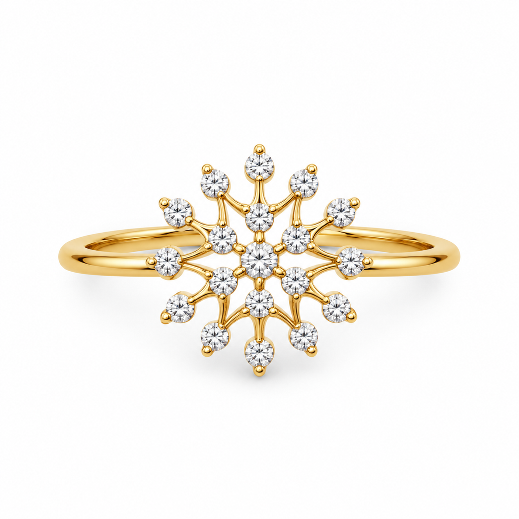 Snowflake Diamond Gold Ring - product view