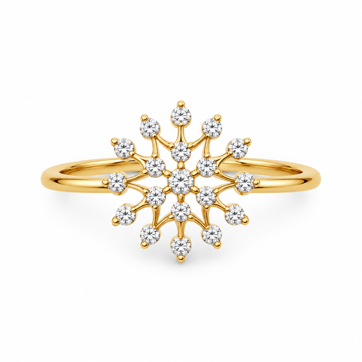 Snowflake Diamond Gold Ring - product view