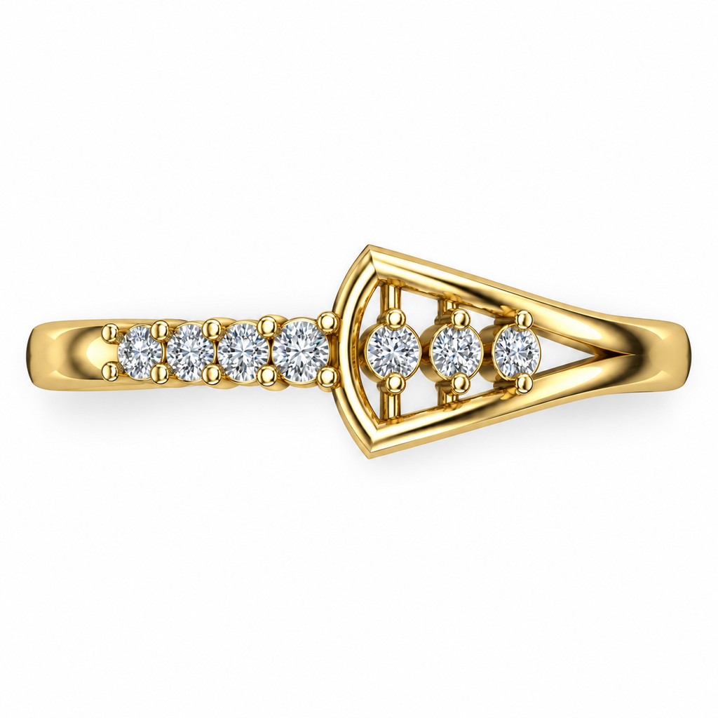 Geometric Shield Diamond Ring - product view