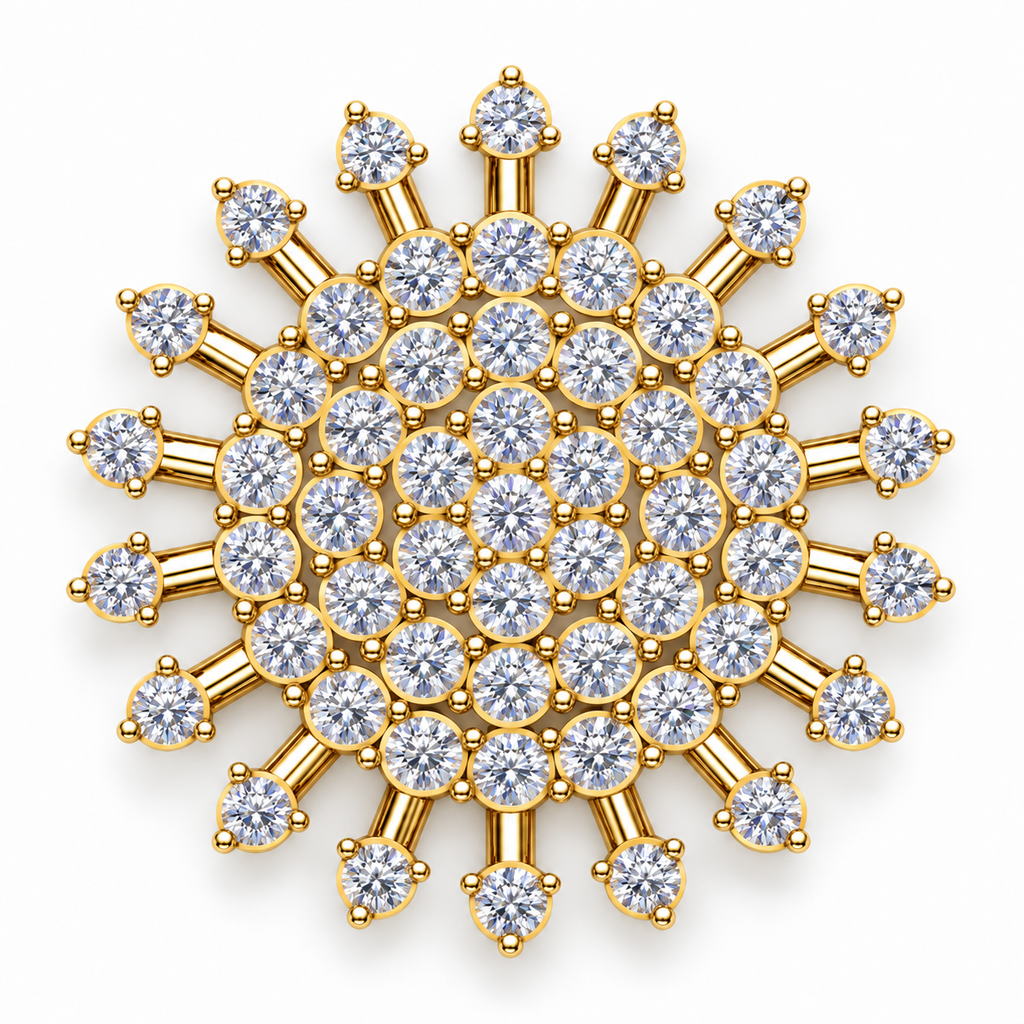 Rose Gold Sunray Pave Diamond Pendant - product view