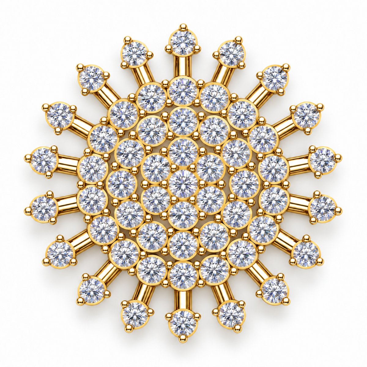 Rose Gold Sunray Pave Diamond Pendant - product view