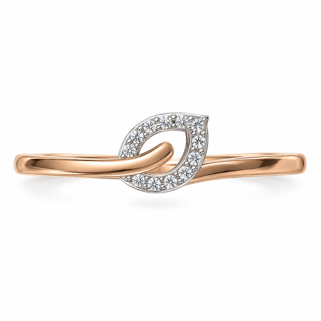 Interlocking Leaf Diamond Rose Gold Ring - product view