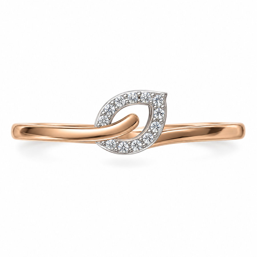 Interlocking Leaf Diamond Rose Gold Ring - product view