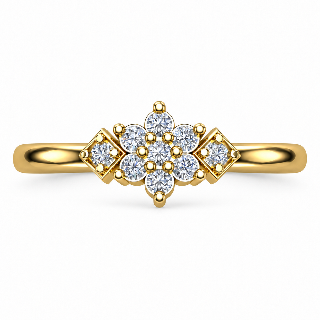 Geometric Floral Diamond Ring - product view
