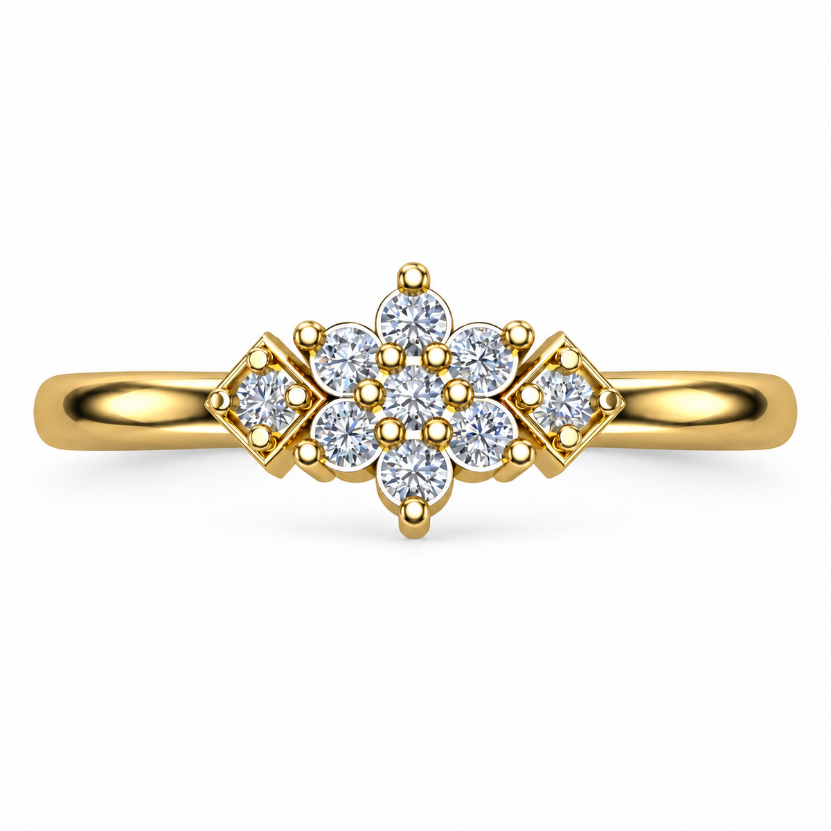 Geometric Floral Diamond Ring - product view