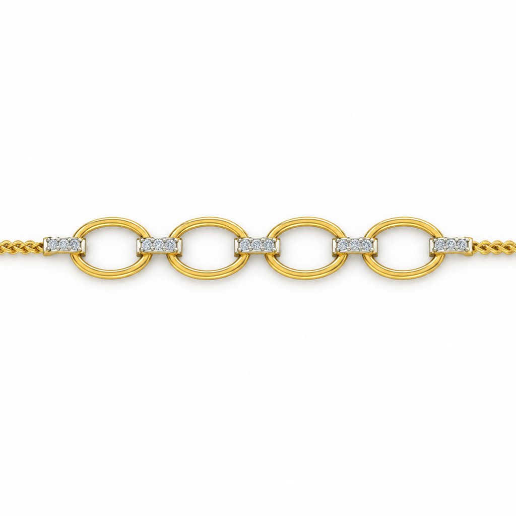 Oval Link Diamond Bar Bracelet - product view