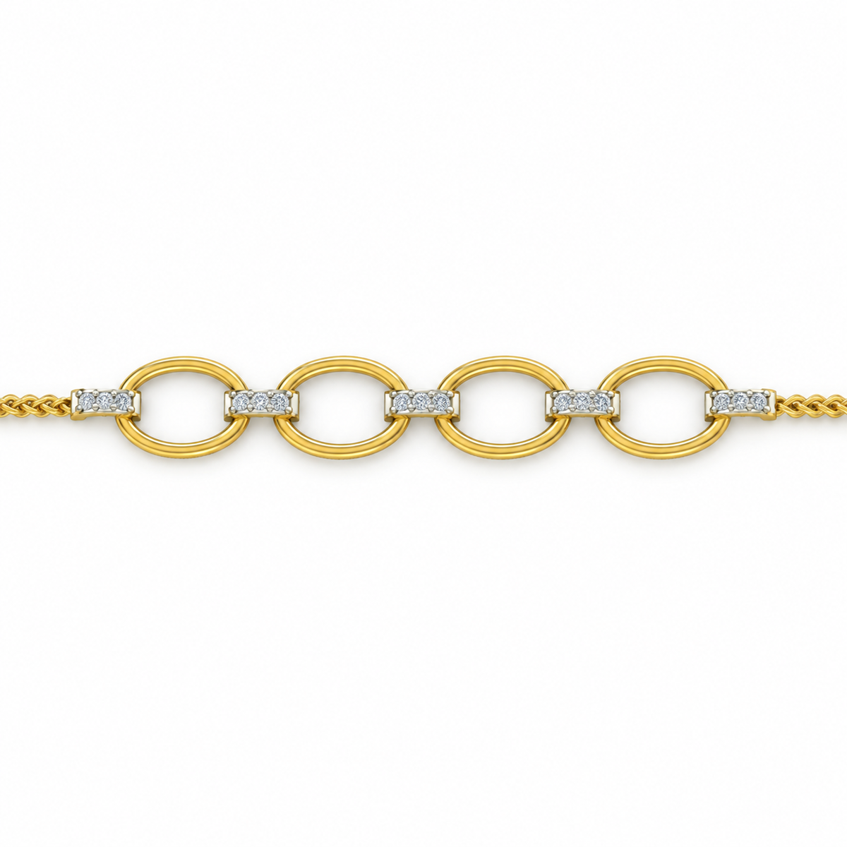 Oval Link Diamond Bar Bracelet - product view