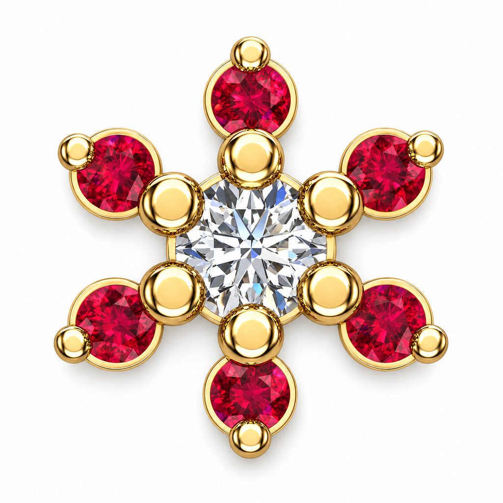 Crimson Petal Diamond Flower Pendant - product view