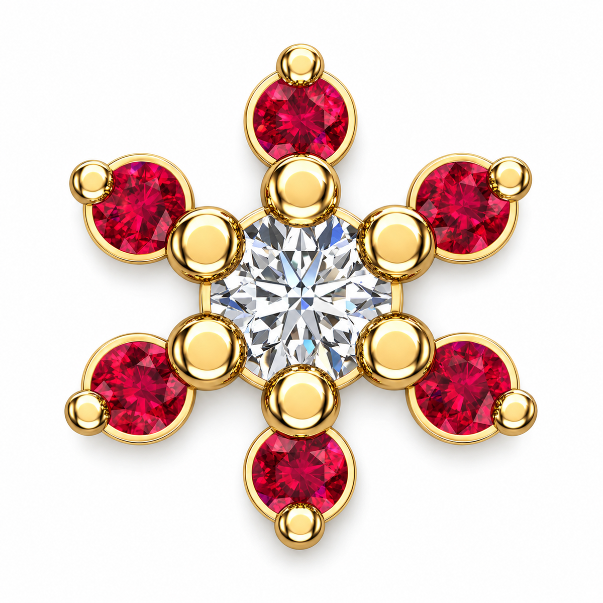 Crimson Petal Diamond Flower Pendant - product view
