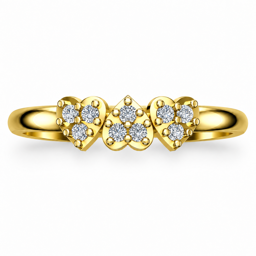 Three-Heart Diamond Ring - product view