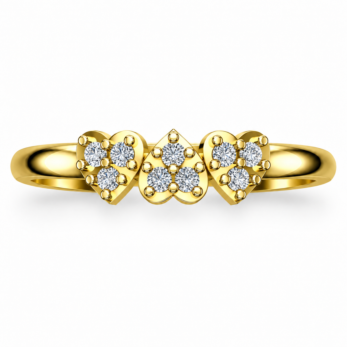 Three-Heart Diamond Ring - product view