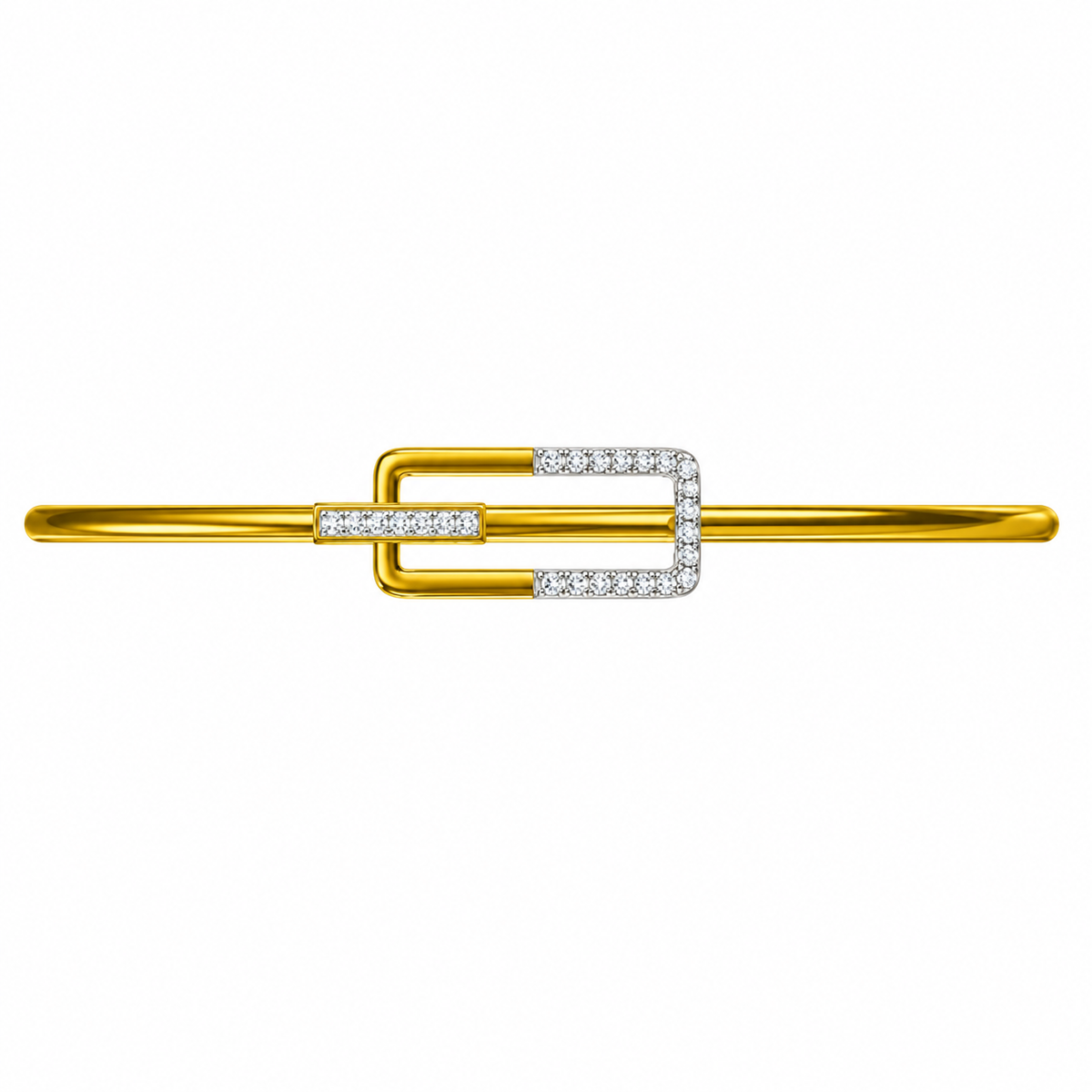 Geometric Buckle Diamond Gold Bangle - product view
