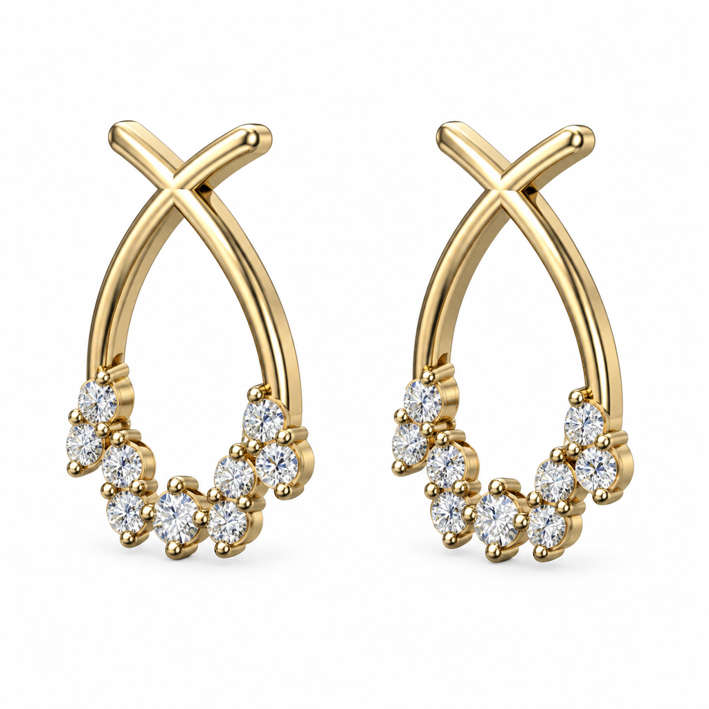 Crossover Arc Diamond Stud Earrings