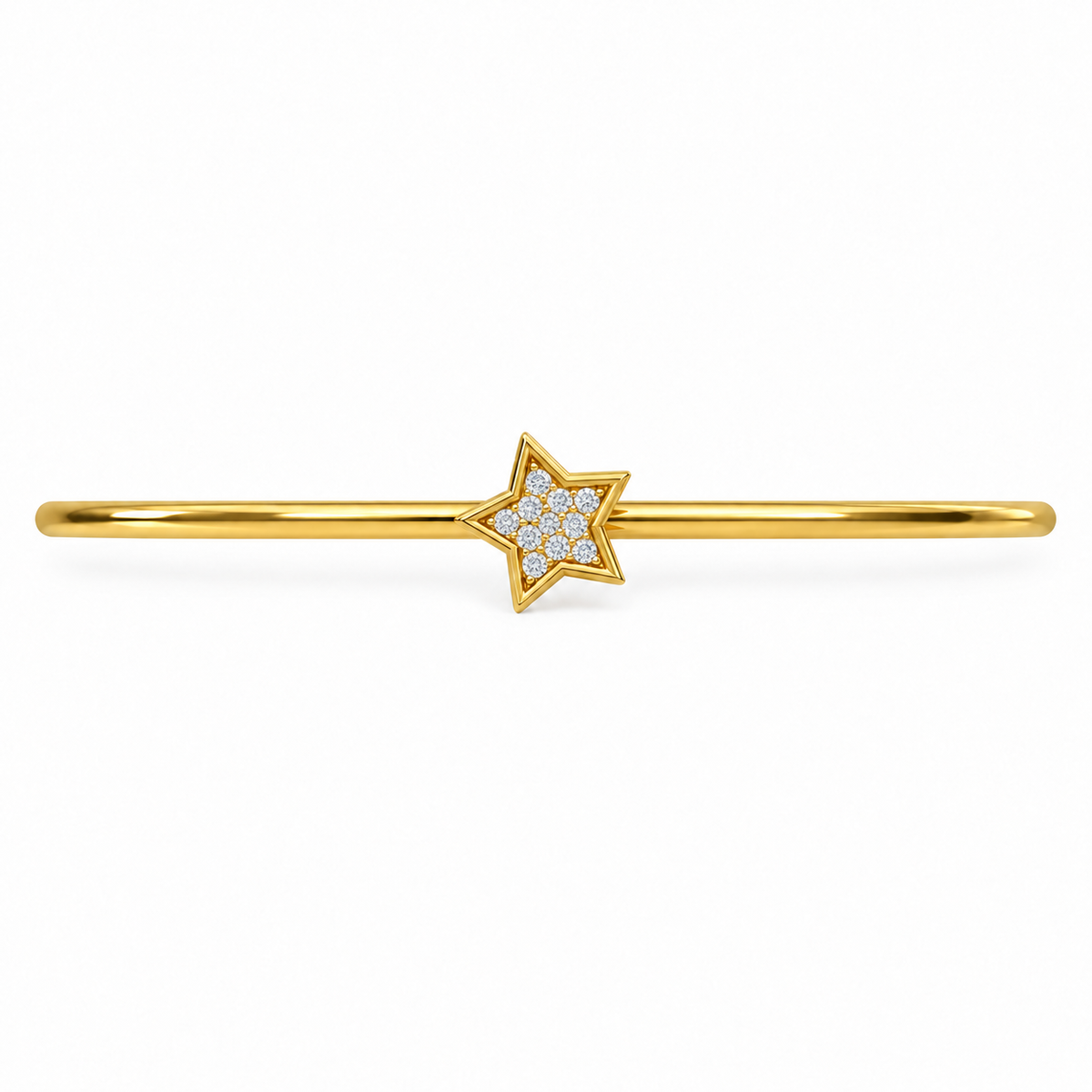 Star Motif Diamond Gold Bangle - product view