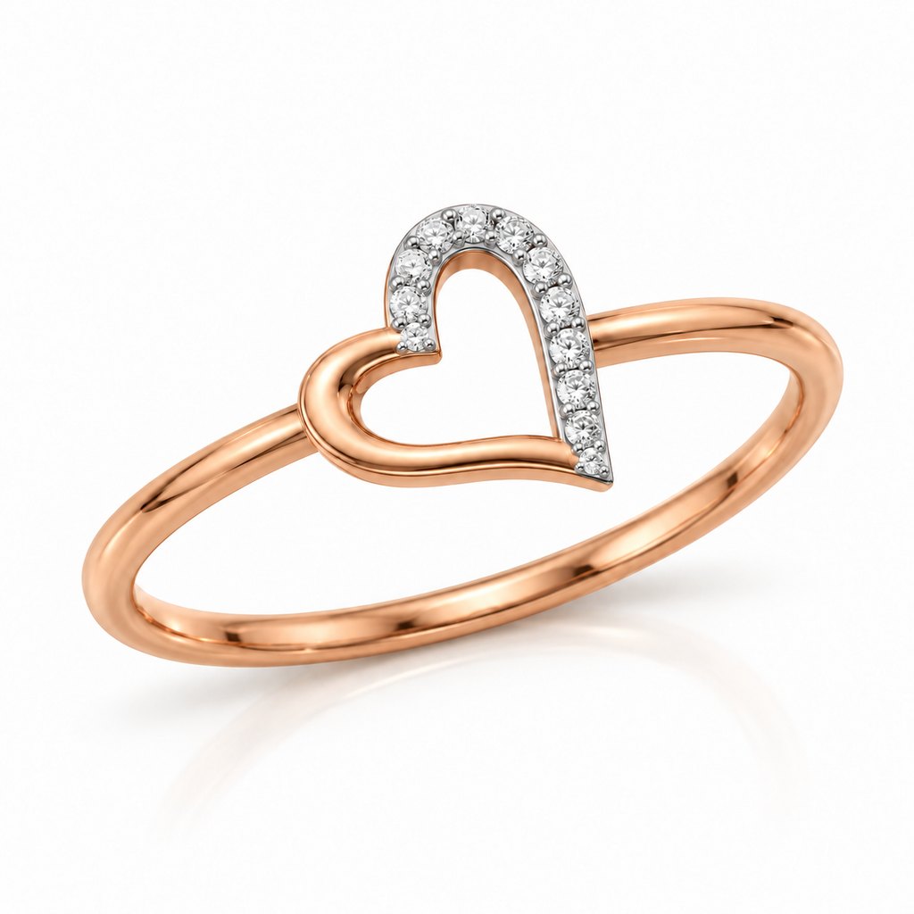 Rose Gold Open Heart Diamond Ring - product view