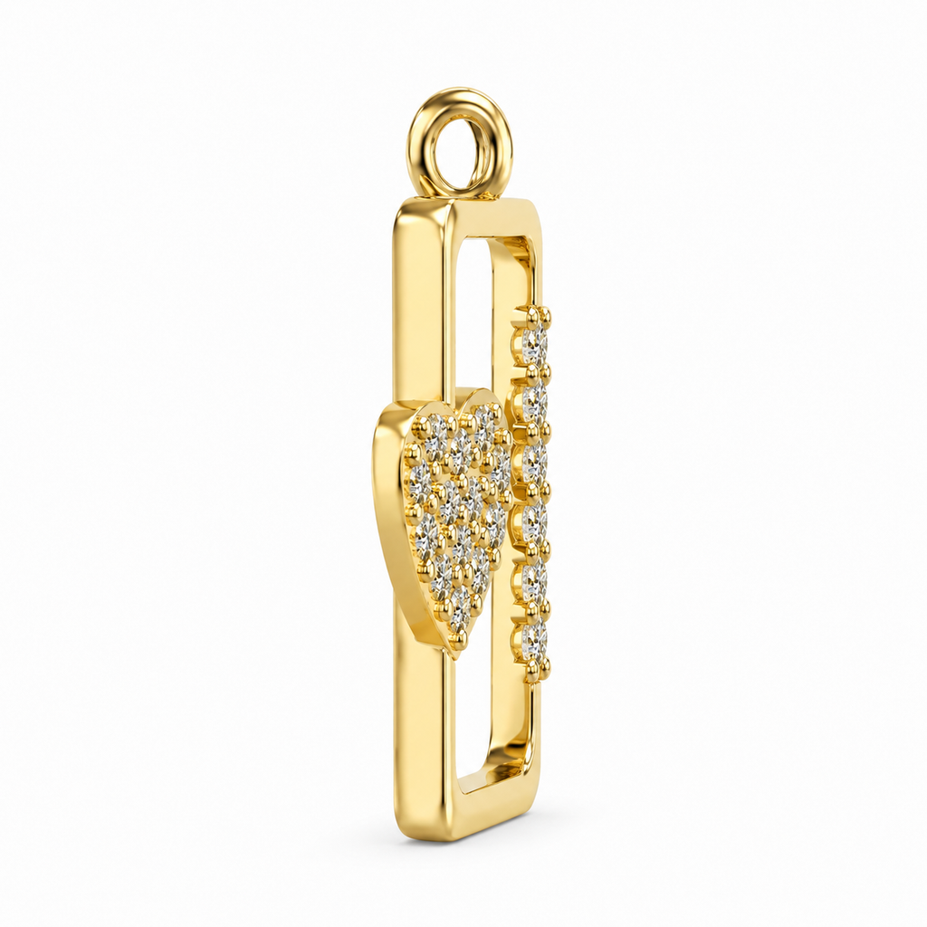 Diamond Heart Lock Pendant - view 4