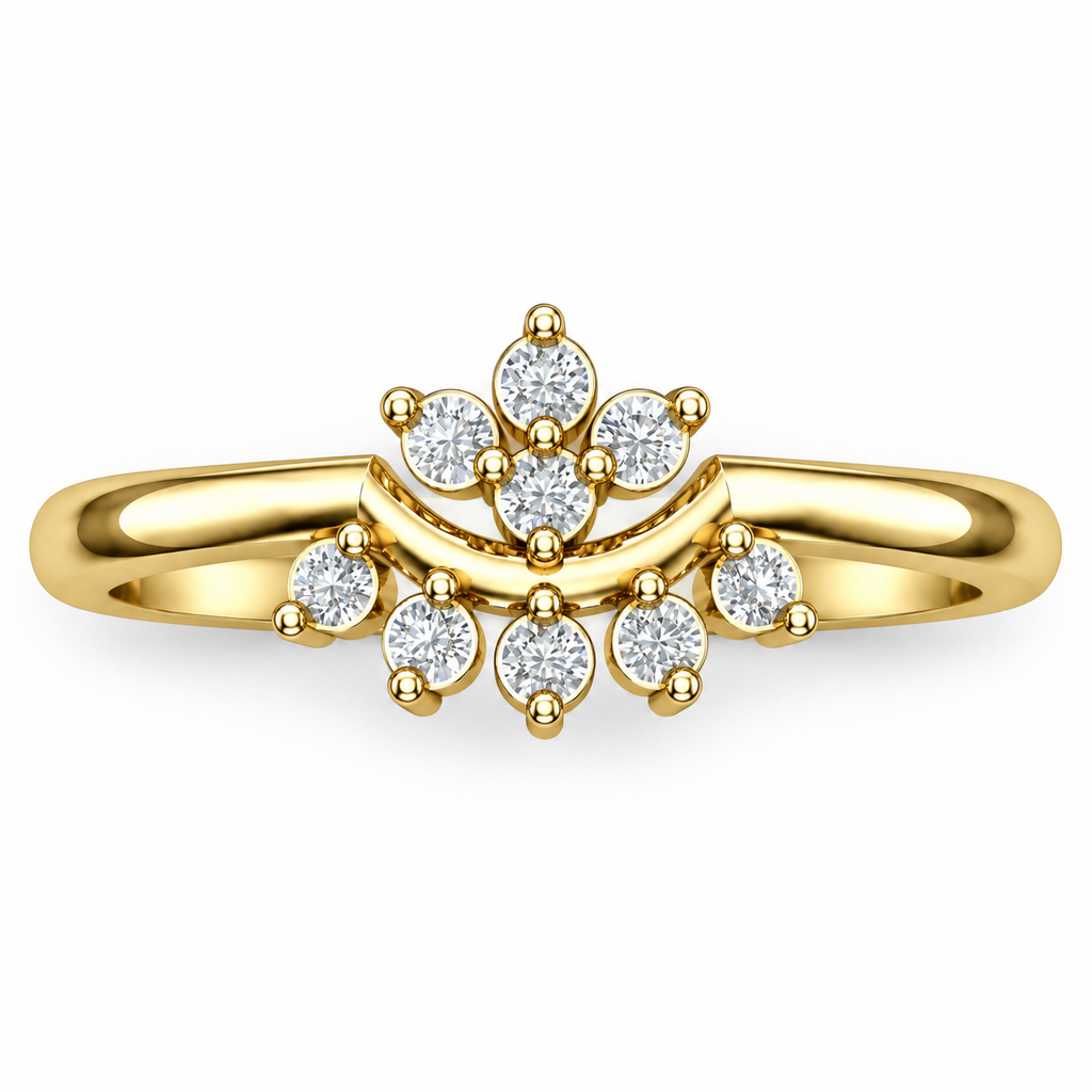 Crown Fan Diamond Ring - product view