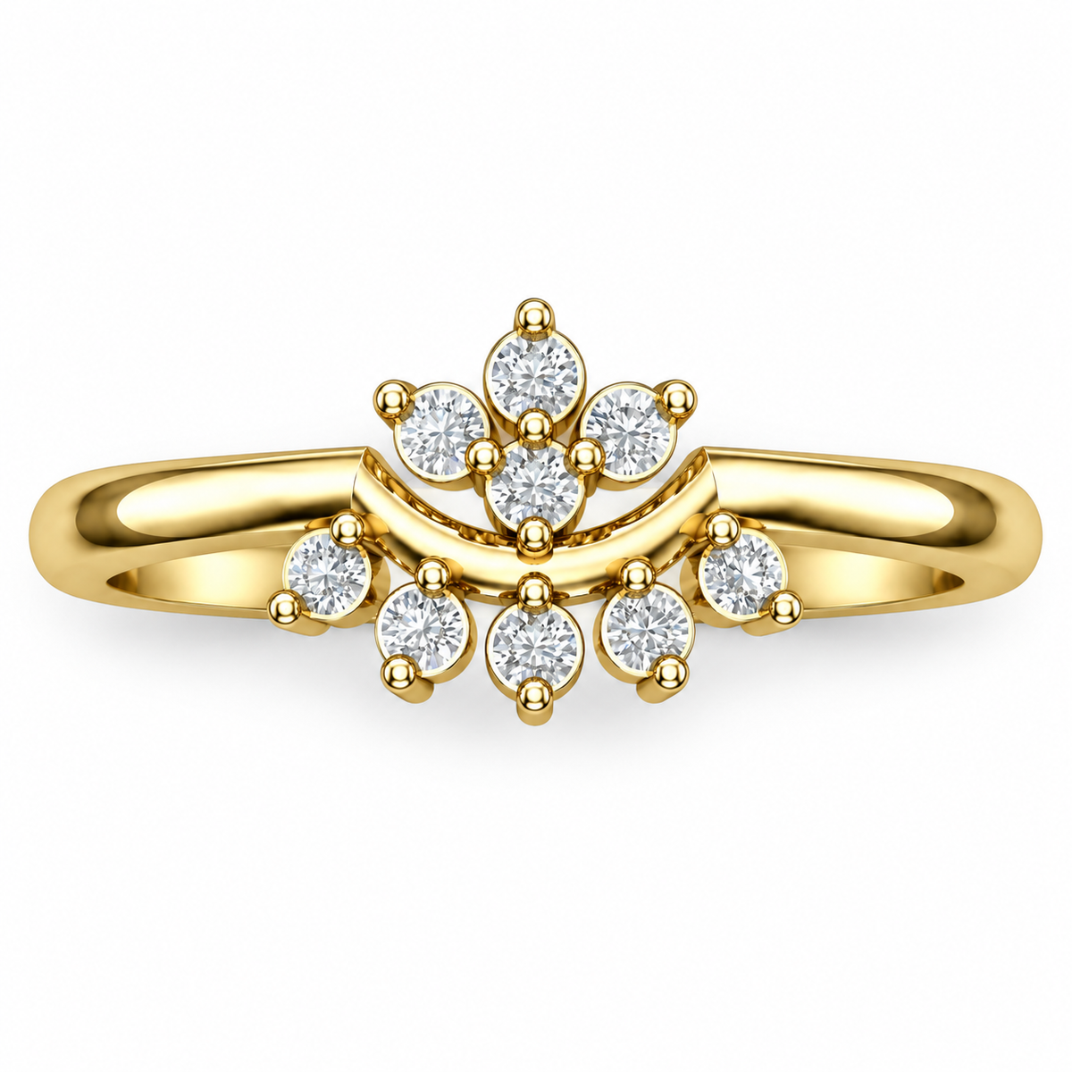 Crown Fan Diamond Ring - product view