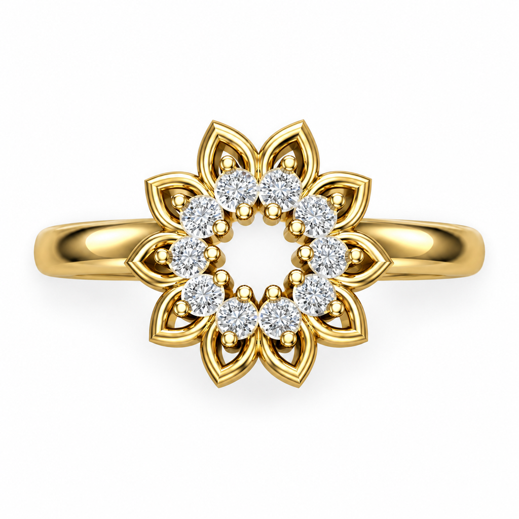 Open Sunflower Diamond Ring - product view