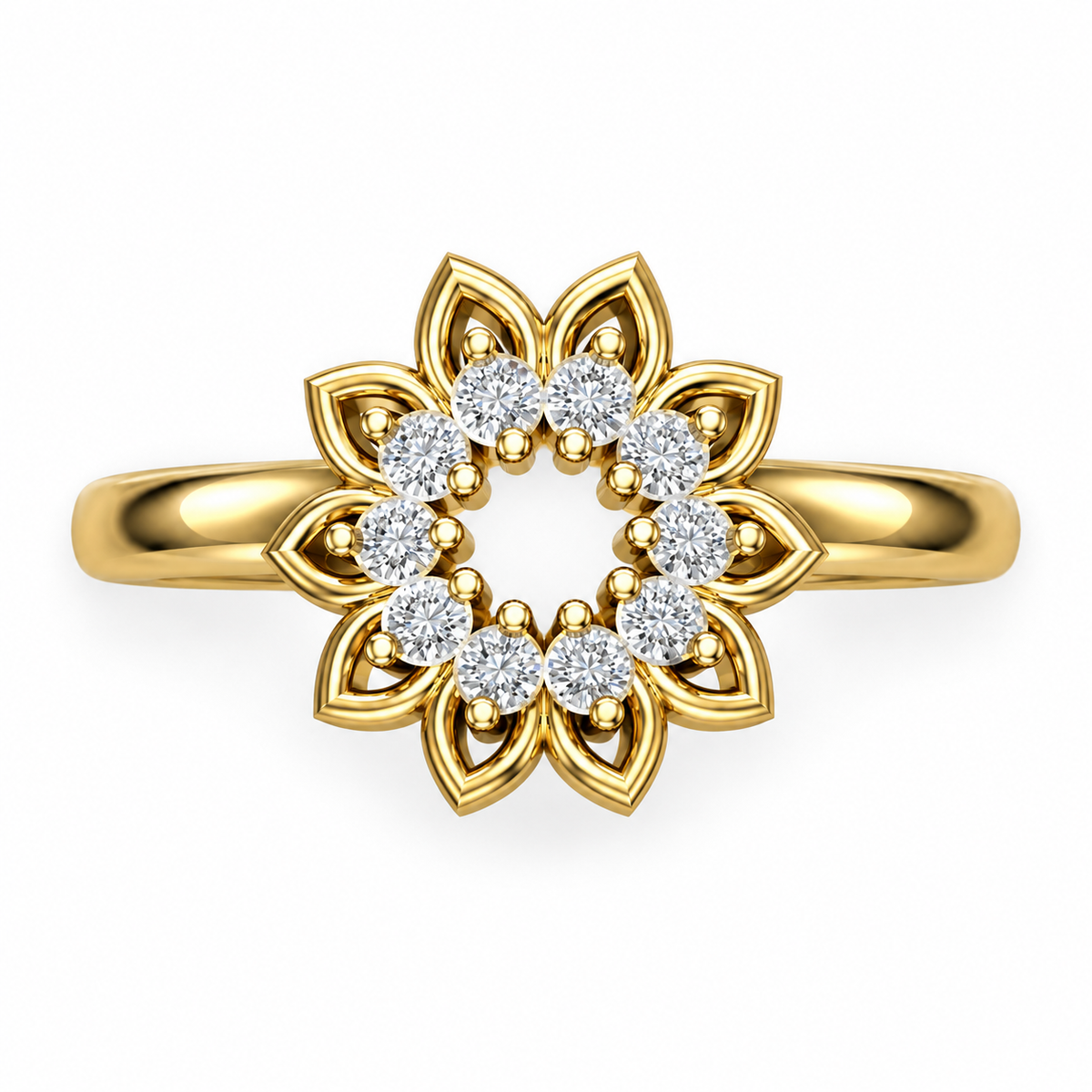 Open Sunflower Diamond Ring - product view