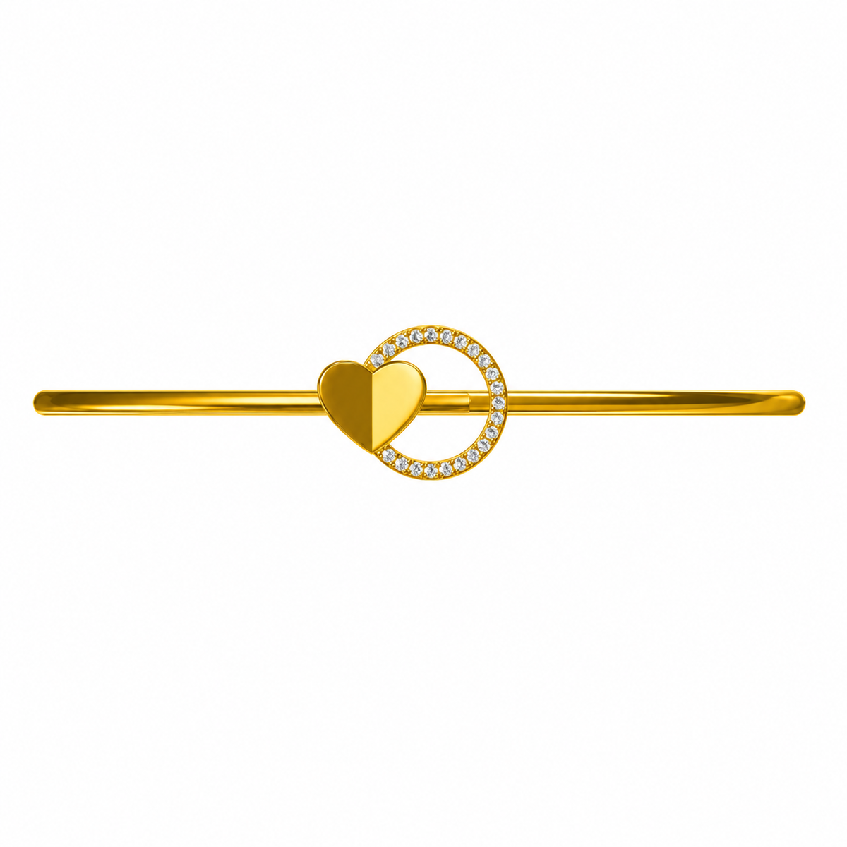 Heart Orbit Diamond Gold Bangle - product view