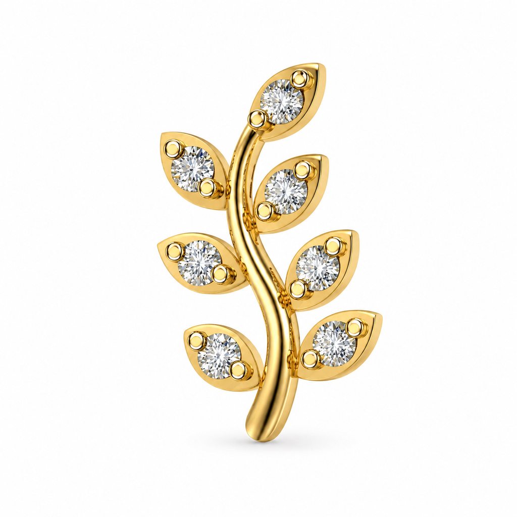 Diamond Leaf Branch Ear Climber - alternate model view
