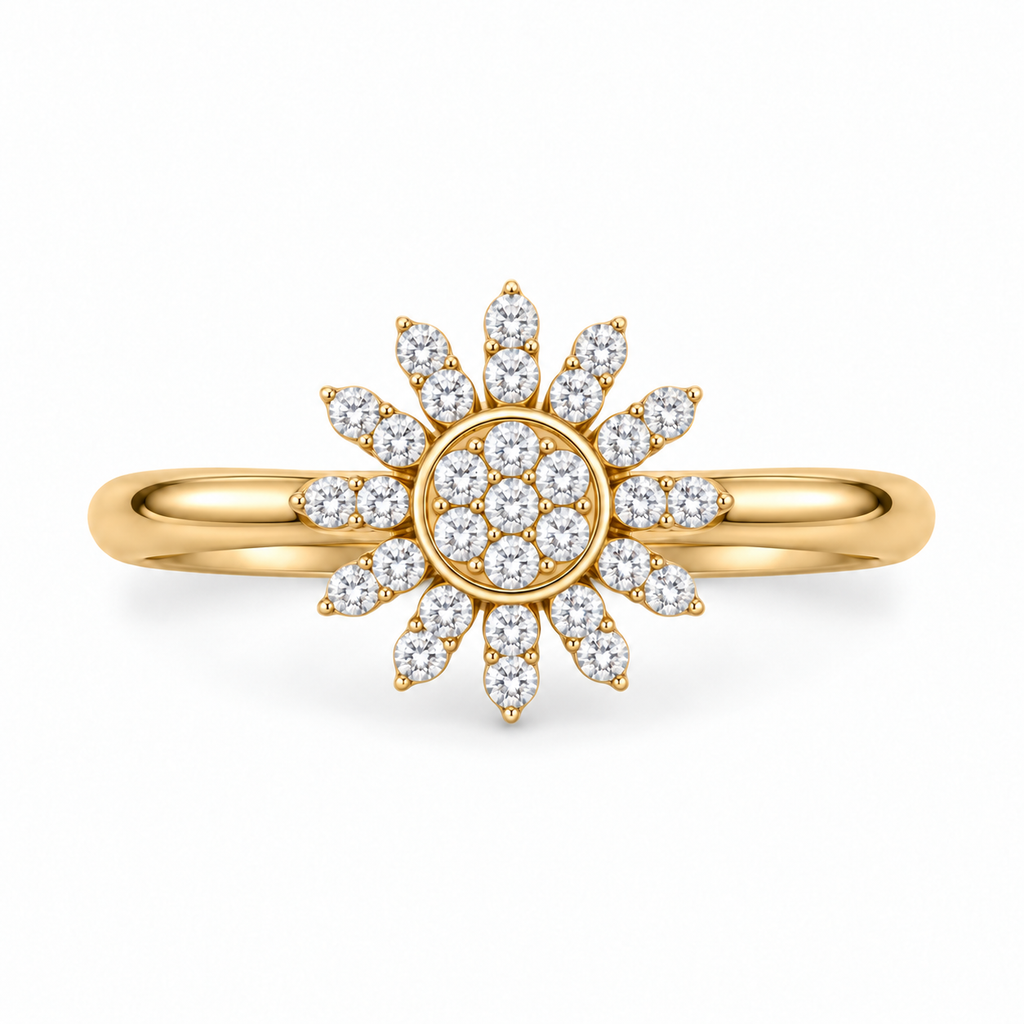 Sunflower Diamond Gold Ring - product view